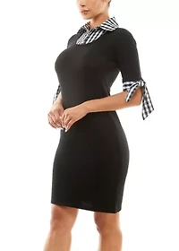 Twoffer gingham sweater dress
