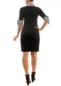 Twoffer gingham sweater dress