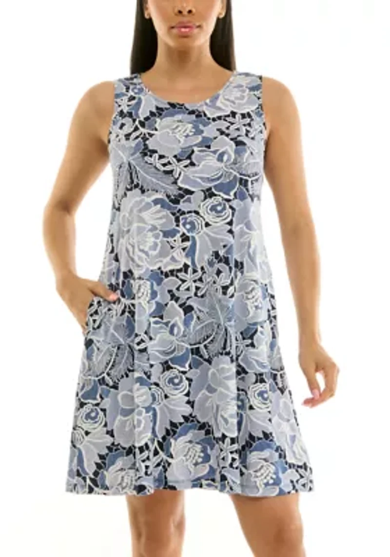Scoop Neck Sleeve Trapeze Dress