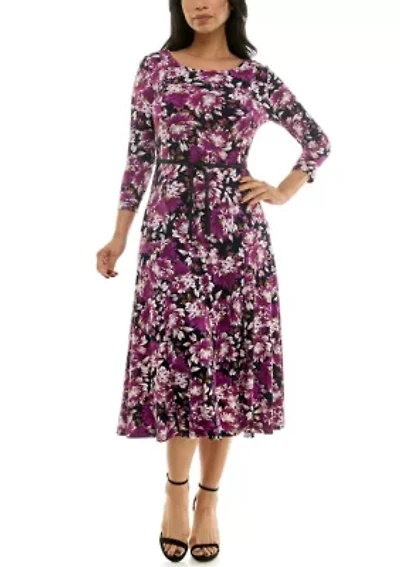 Printed sylvia midi belted dress
