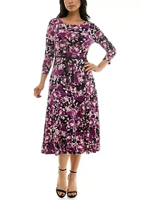 Printed sylvia midi belted dress