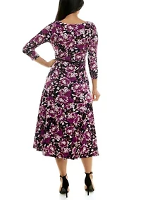 Printed sylvia midi belted dress