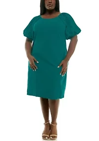 Puff Sleeve Sheath Dress