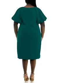 Puff Sleeve Sheath Dress