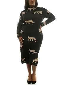 Mock Neck Jaquard Dress