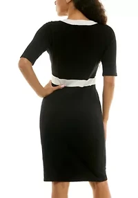 Elbow Sleeve Square Neck Dress