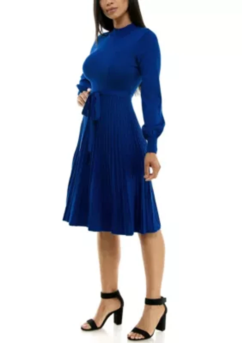 Women's Mock Neck Pleated Dress