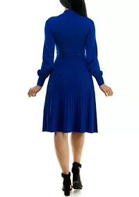 Women's Mock Neck Pleated Dress