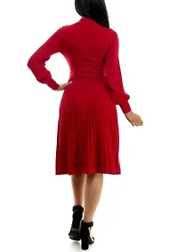 Women's Mock Neck Pleated Dress