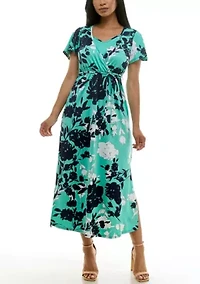Short sleeve flutter maxi dress