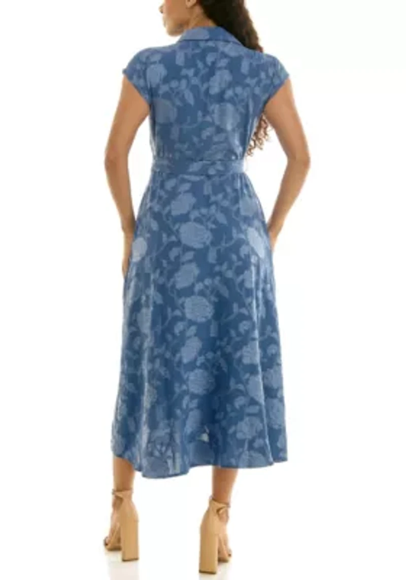 Cap Sleeve Collar Button Dress