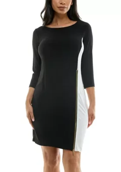 Colorblock dress with ruched waist