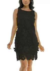 Sheath Dress With 3D Floral Emroidery