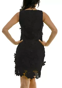 Sheath Dress With 3D Floral Emroidery