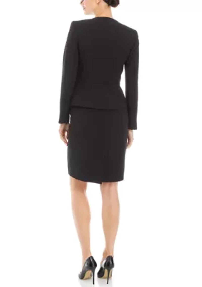 Women's Cardigan Jacket With Waist Seam and Sheath Dress Set