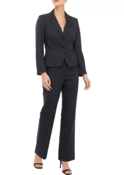 Women’s Petite Tonal Pinstripe Two Button Jacket and Kate Pant Set