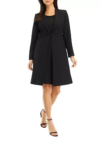 Women's Long Coat and Basic Sheath Dress Set