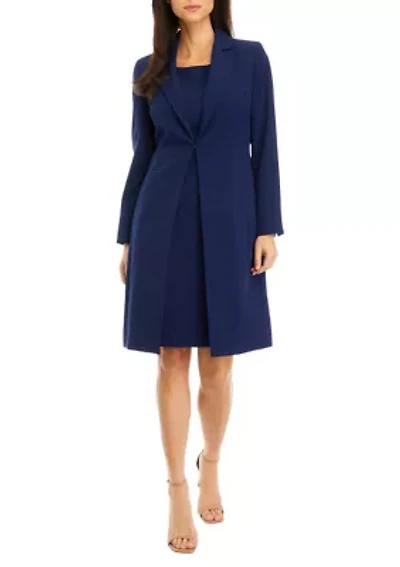 Women's Long Coat and Basic Sheath Dress Set