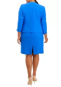 Women's Plus Stretch Crepe Cardigan Jacket and Sheath Dress Set