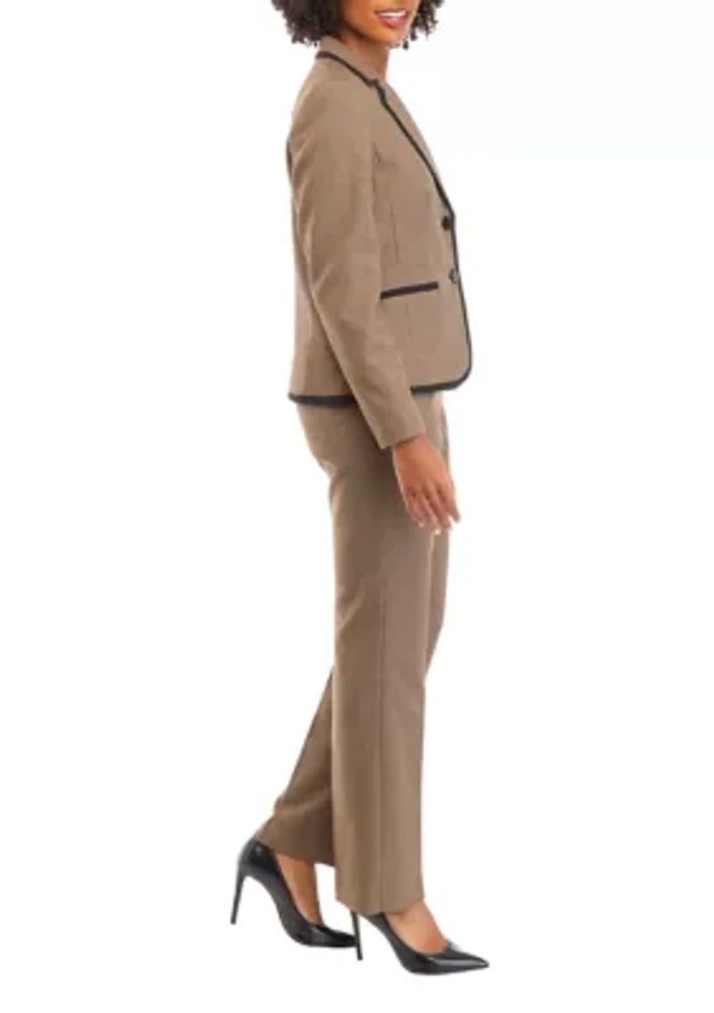 Women's Petite Mini Houndstooth Check Jacket and Kate Pant Set