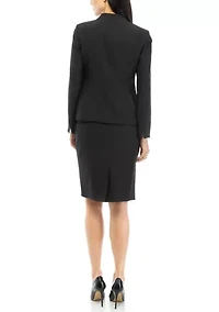 Women's Collarless Two Button Jacket and Slim Skirt Set