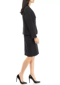 Women's Collarless Two Button Jacket and Slim Skirt Set