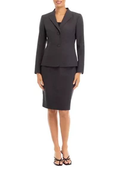 NO COLLAR JKT W/ 2 BUTTONS AND SLIM SKIRT