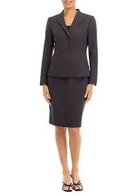 NO COLLAR JKT W/ 2 BUTTONS AND SLIM SKIRT