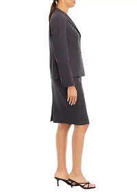 NO COLLAR JKT W/ 2 BUTTONS AND SLIM SKIRT