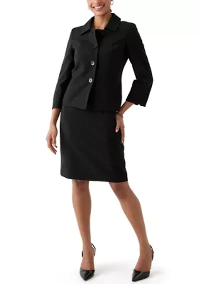 Four Button Jacket & Empire Waist Dress Suit