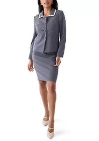 Framed Polka-Dot Skirt Suit