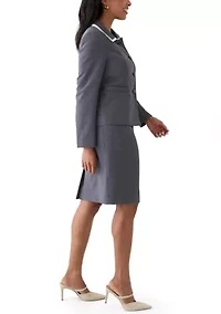 Framed Polka-Dot Skirt Suit