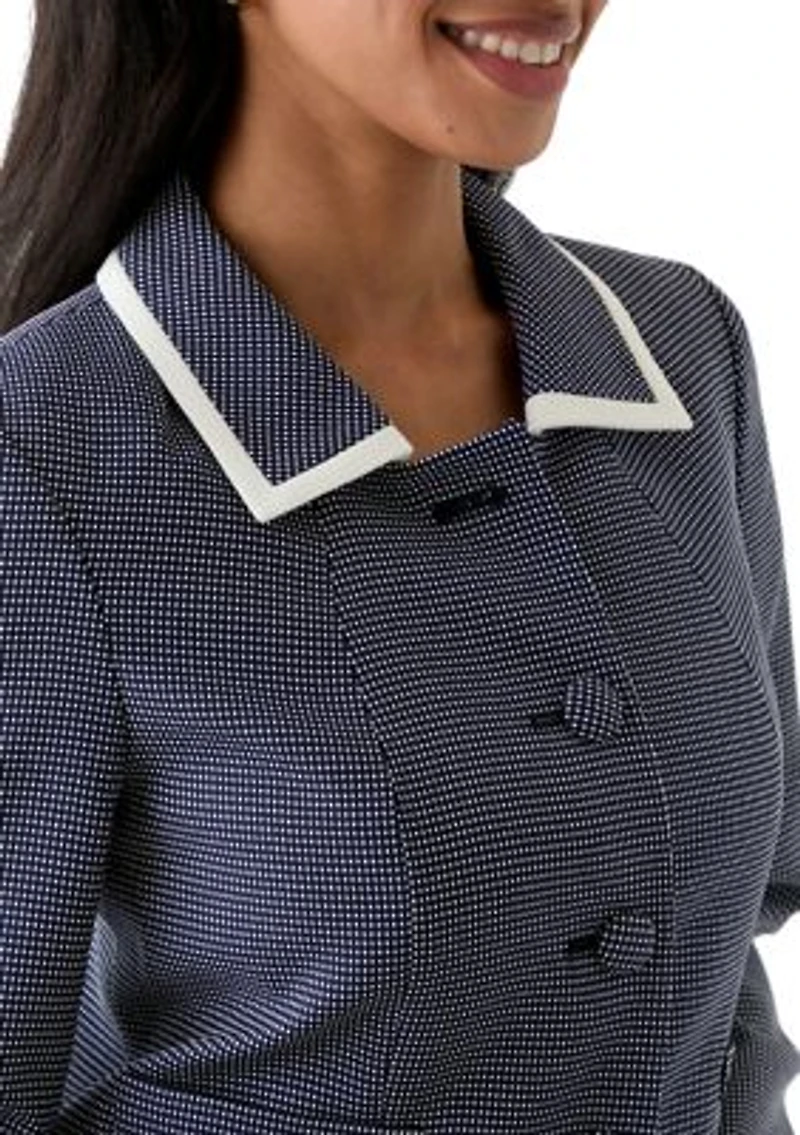 Framed Polka-Dot Skirt Suit