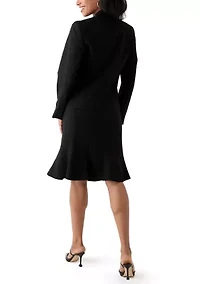 Three-Button Jacket & Flounce Skirt Suit