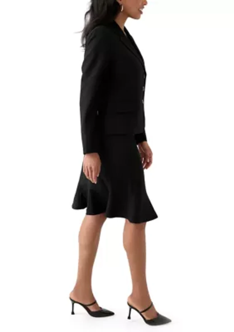 Three-Button Jacket & Flounce Skirt Suit