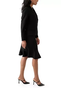 Three-Button Jacket & Flounce Skirt Suit
