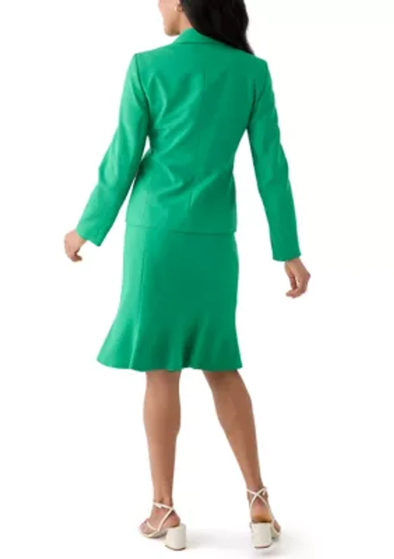 Three-Button Jacket & Flounce Skirt Suit