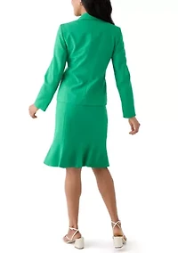 Three-Button Jacket & Flounce Skirt Suit
