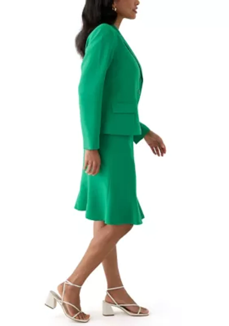 Three-Button Jacket & Flounce Skirt Suit