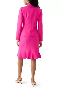 Three-Button Jacket & Flounce Skirt Suit