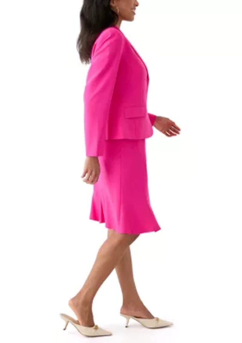 Three-Button Jacket & Flounce Skirt Suit