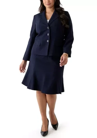 Three-Button Jacket & Flounce Skirt Suit