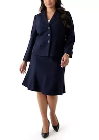 Three-Button Jacket & Flounce Skirt Suit
