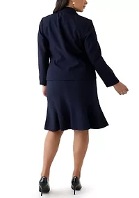 Three-Button Jacket & Flounce Skirt Suit