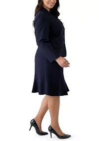 Three-Button Jacket & Flounce Skirt Suit