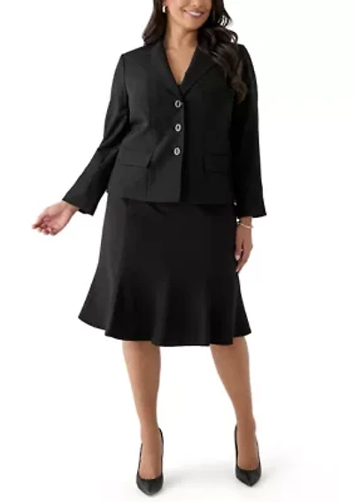 Three-Button Jacket & Flounce Skirt Suit