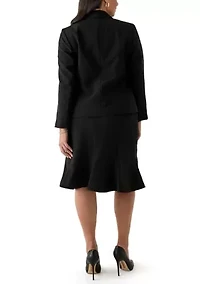 Three-Button Jacket & Flounce Skirt Suit