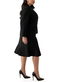 Three-Button Jacket & Flounce Skirt Suit