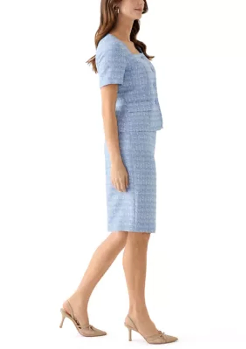 SQUARE NCK JCKT W/PCKTS & SLIM SKRT