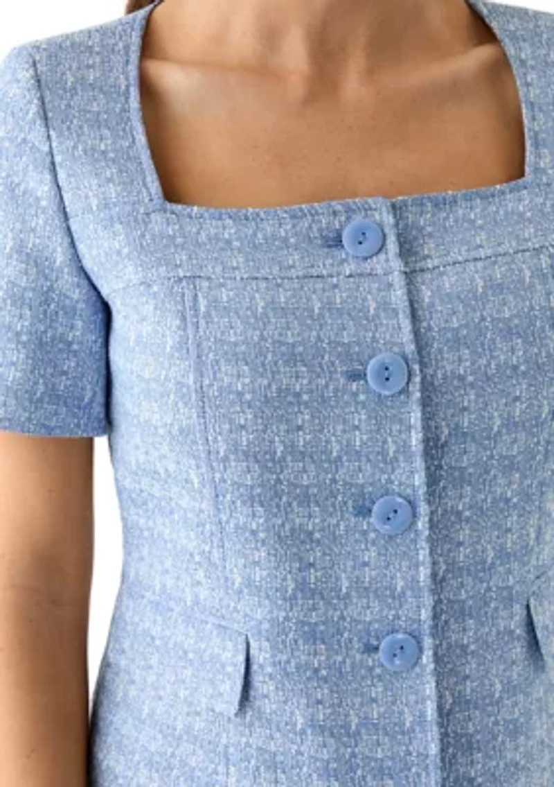 SQUARE NCK JCKT W/PCKTS & SLIM SKRT